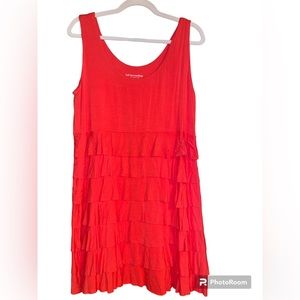 Soft Surroundings Orange Tiered Sleeveless Dress Womens Medium